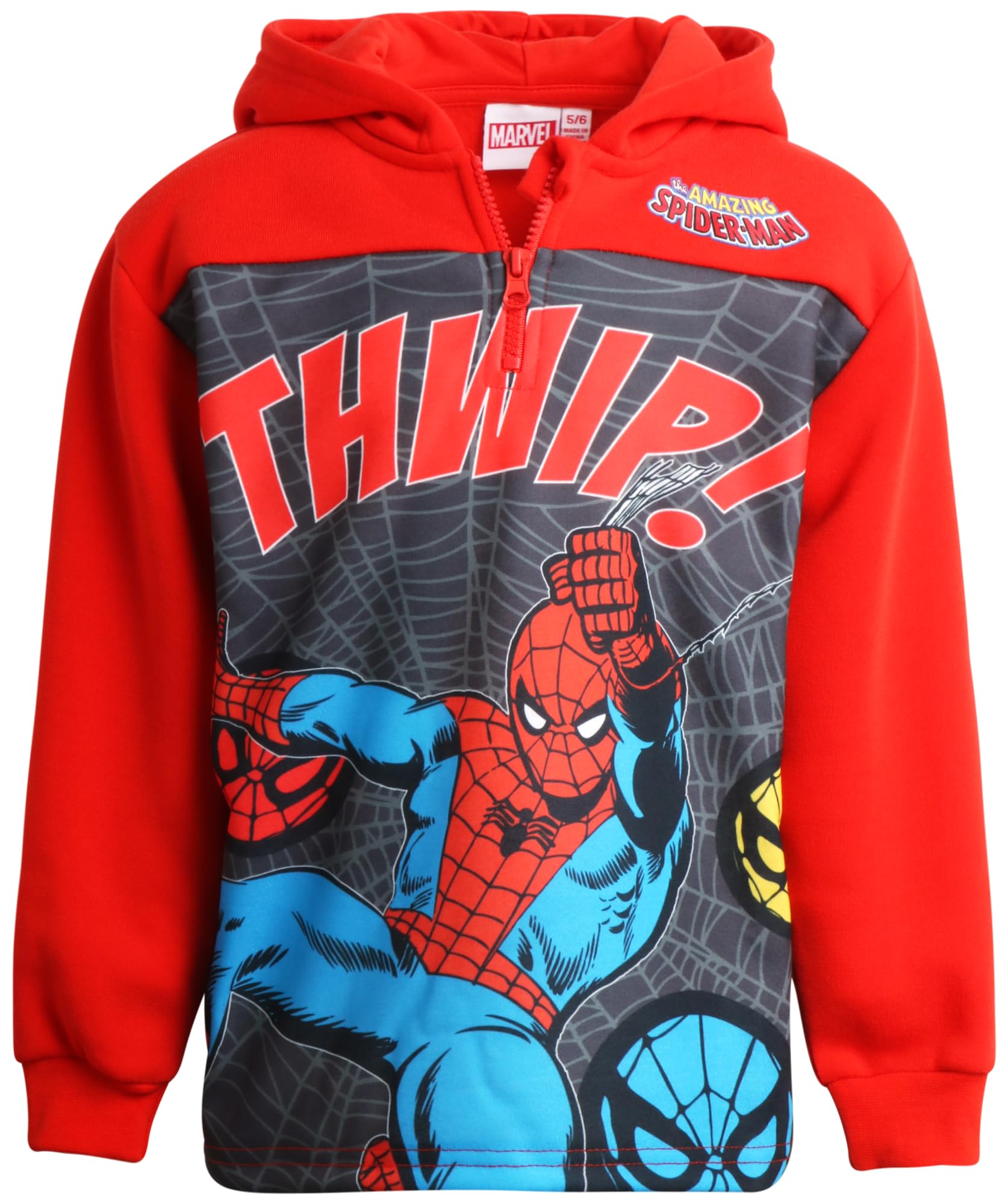 Marvel Boys Spiderman Hoodie - Captain America Spidey Iron Man Hulk Quarter Zip Sweatshirt Graphic Hoodies for Toddler & Kid
